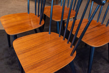 Load image into Gallery viewer, Vintage Teak and Black Dining Chairs - Set of Four
