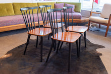 Load image into Gallery viewer, Vintage Teak and Black Dining Chairs - Set of Four
