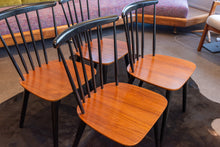 Load image into Gallery viewer, Vintage Teak and Black Dining Chairs - Set of Four
