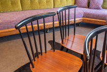 Load image into Gallery viewer, Vintage Teak and Black Dining Chairs - Set of Four
