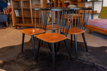 Load image into Gallery viewer, Vintage Teak and Black Dining Chairs - Set of Four
