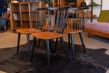 Load image into Gallery viewer, Vintage Teak and Black Dining Chairs - Set of Four

