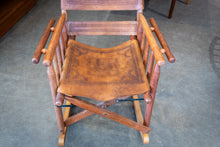 Load image into Gallery viewer, Vintage Wood and Leather Rocking Chair
