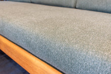 Load image into Gallery viewer, Restored Vintage Teak Framed Three Seater Sofa
