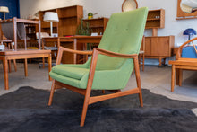 Load image into Gallery viewer, Restored Vintage Teak Westnofa Lounge Chair in Green Wool
