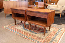 Load image into Gallery viewer, Vintage Teak Bedside Tables Pair with Drawers
