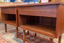 Load image into Gallery viewer, Vintage Teak Bedside Tables Pair with Drawers
