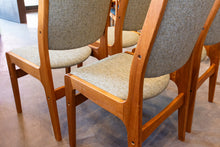 Load image into Gallery viewer, Reupholstered Vintage Teak Tallback Dining Chairs - Set of Four
