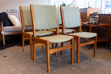 Load image into Gallery viewer, Reupholstered Vintage Teak Tallback Dining Chairs - Set of Four
