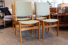 Load image into Gallery viewer, Reupholstered Vintage Teak Tallback Dining Chairs - Set of Four
