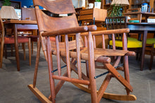 Load image into Gallery viewer, Vintage Wood and Leather Rocking Chair
