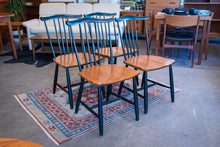 Load image into Gallery viewer, Vintage Swedish Teak and Black Dining Chairs - Set of Four
