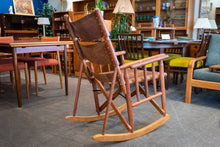 Load image into Gallery viewer, Vintage Wood and Leather Rocking Chair
