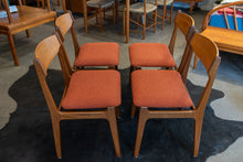 Load image into Gallery viewer, Vintage Reupholstered Teak Dining Chairs - Set of Four
