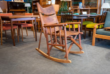 Load image into Gallery viewer, Vintage Wood and Leather Rocking Chair
