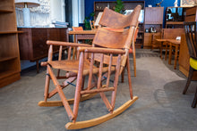 Load image into Gallery viewer, Vintage Wood and Leather Rocking Chair
