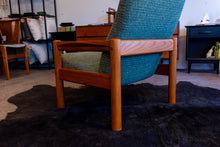 Load image into Gallery viewer, Vintage Domino Mobler Teak Lounge Chair with Green/Blue Upholstery
