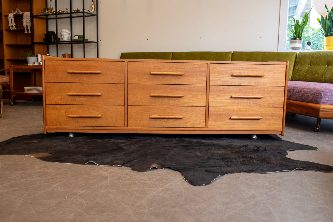 Vintage Teak Nine Drawer Dresser