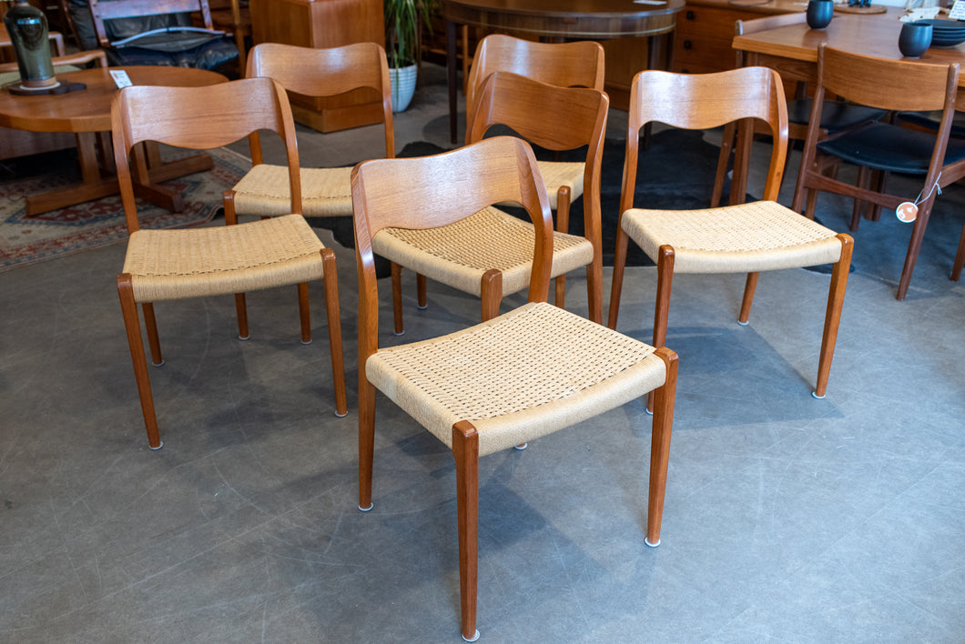 Vintage Neils Møller Model 71 Dining Chairs - set of Six