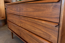Load image into Gallery viewer, Vintage Walnut Six Drawer Dresser
