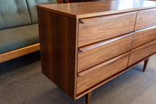 Load image into Gallery viewer, Vintage Walnut Six Drawer Dresser
