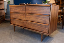 Load image into Gallery viewer, Vintage Walnut Six Drawer Dresser
