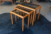 Load image into Gallery viewer, Vintage Teak Glass Top Nesting Table Set
