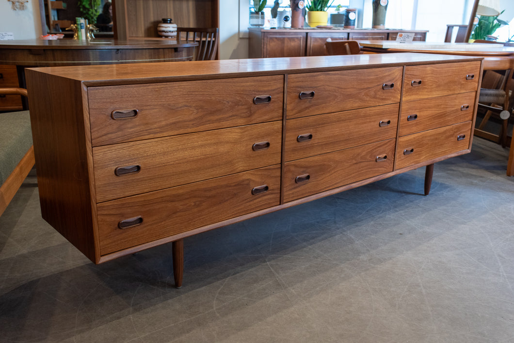 Restored Vintage Teak Nine Drawer Dresser