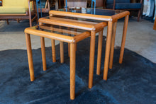 Load image into Gallery viewer, Vintage Teak Glass Top Nesting Table Set
