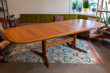 Load image into Gallery viewer, Restored Oval Teak Pedestal Table with Two Leaves
