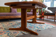 Load image into Gallery viewer, Restored Oval Teak Pedestal Table with Two Leaves
