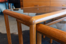 Load image into Gallery viewer, Vintage Teak Glass Top Nesting Table Set
