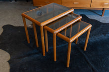 Load image into Gallery viewer, Vintage Teak Glass Top Nesting Table Set
