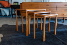 Load image into Gallery viewer, Vintage Teak Glass Top Nesting Table Set
