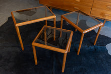 Load image into Gallery viewer, Vintage Teak Glass Top Nesting Table Set
