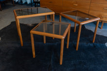 Load image into Gallery viewer, Vintage Teak Glass Top Nesting Table Set
