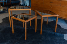 Load image into Gallery viewer, Vintage Teak Glass Top Nesting Table Set
