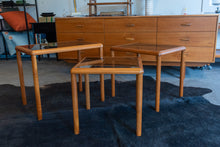 Load image into Gallery viewer, Vintage Teak Glass Top Nesting Table Set
