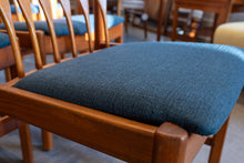 Load image into Gallery viewer, Restored Teak Dining Chairs with Upholstered Seats - Set of Six
