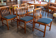 Load image into Gallery viewer, Restored Teak Dining Chairs with Upholstered Seats - Set of Six
