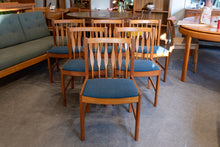 Load image into Gallery viewer, Restored Teak Dining Chairs with Upholstered Seats - Set of Six
