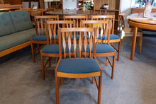 Load image into Gallery viewer, Restored Teak Dining Chairs with Upholstered Seats - Set of Six
