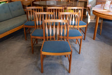 Load image into Gallery viewer, Restored Teak Dining Chairs with Upholstered Seats - Set of Six
