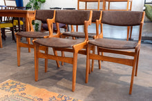 Load image into Gallery viewer, Vintage Teak Dining Chairs with Brown Vinyl - Set of Four
