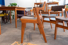 Load image into Gallery viewer, Vintage Teak Dining Chairs with Brown Vinyl - Set of Four
