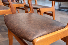 Load image into Gallery viewer, Vintage Teak Dining Chairs with Brown Vinyl - Set of Four
