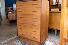 Load image into Gallery viewer, Vintage Teak Six Drawer Tall Boy Dresser
