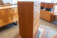 Load image into Gallery viewer, Vintage Teak Six Drawer Tall Boy Dresser
