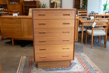 Load image into Gallery viewer, Vintage Teak Six Drawer Tall Boy Dresser
