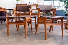 Load image into Gallery viewer, Vintage Teak Dining Chairs with Brown Vinyl - Set of Four
